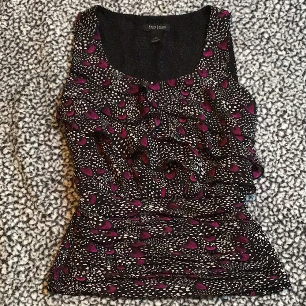 Black and purple ruffle top